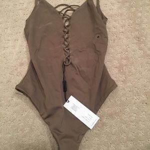 Taupe One piece strappy front swimsuit!!!